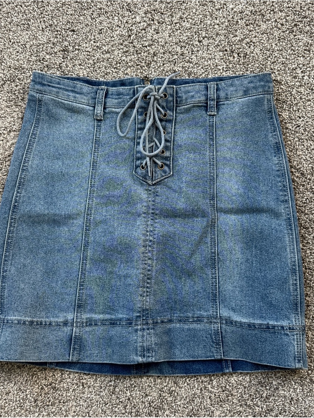 Hayden Los Angeles Women’s Small Blue Denim Lace-Up Mini Skirt Mint Condition!